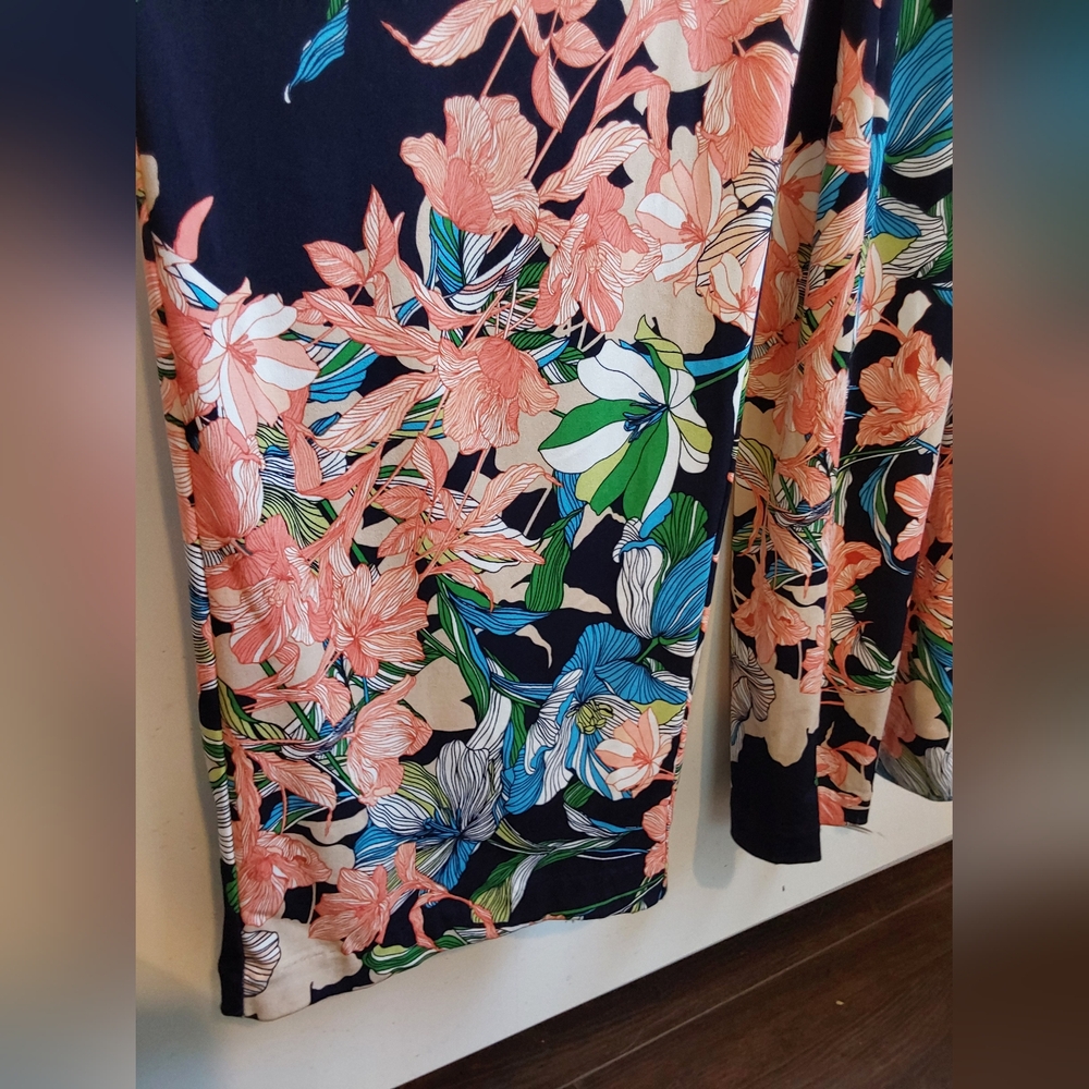 Chico's 1 Floral Jumpsuit - Navy and Pink - Picture 4 of 12